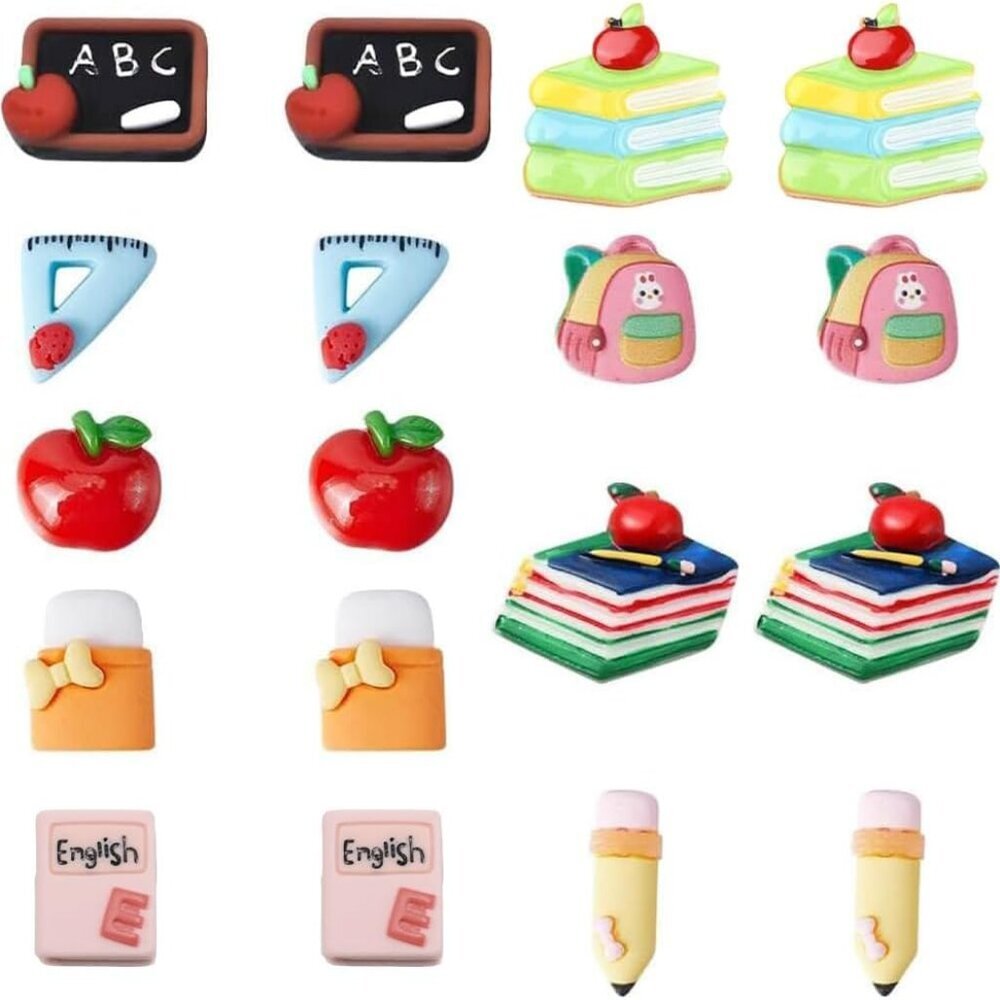 1 Box 36Pcs 9 Styles Resin Cabochons Teacher's Day Charms Cute Flatback School S